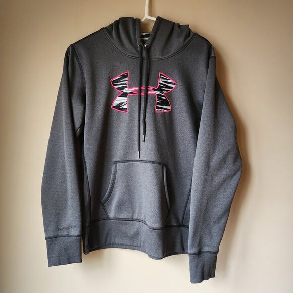Under Armour Storm Sweatshirt Womens Size Small Hoodie Gray Drawstring - Picture 1 of 8